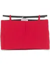 Attico Cutout Belted Crêpe Miniskirt In Red
