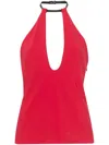 Attico Halterneck Top In Red