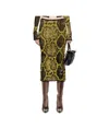 Attico Knee-length Bodycon Python Print Skirt In Multi