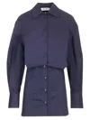 Attico Tailored Mini Chemisier Dress With Button Closure In Blue