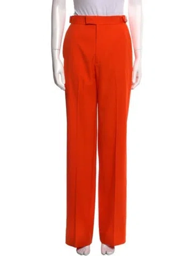 Pre-owned Attico Stretch Virgin Wool Palazzo Pants Wide Leg Pants In Orange