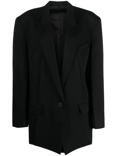 Attico Stretch-wool Single-breasted Blazer In Black