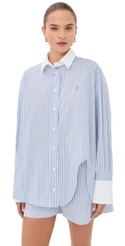 Attico Stripe Button Down Shirt Light Blue/white