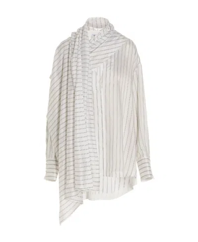 Attico Striped Asymmetric Shirt In White
