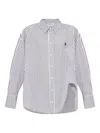 Attico Striped Cotton Shirt With Long Sleeves In Gray