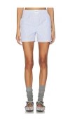 Attico Striped Cotton Poplin Lounging Shorts In Transparent