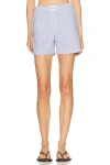 Attico Striped Cotton Poplin Lounging Shorts In Transparent