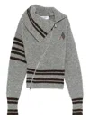 Attico Striped Cardigan With Asymmetric Closure The  In Gray