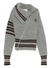 Attico Womens Asymmetric High-neck Knitted Cardigan Melange Grey In Gray