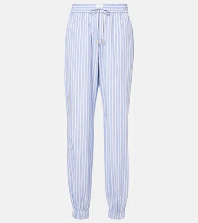 Attico Striped Cotton Pajama Pants In Blue