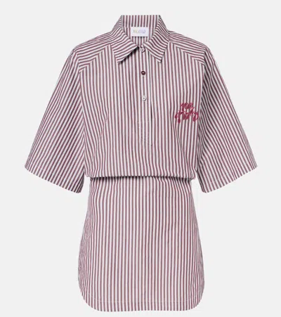 Attico Striped Cotton Polo Dress In Burgundy