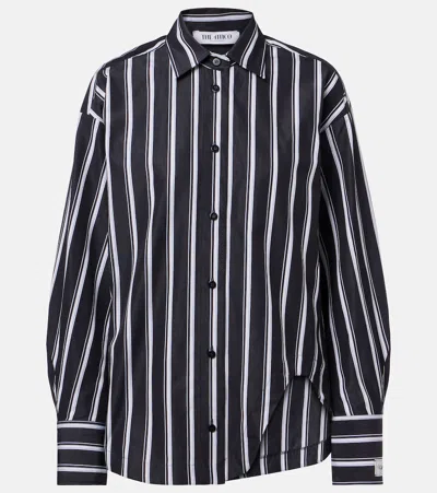 Attico Striped Cotton Poplin Shirt In Black