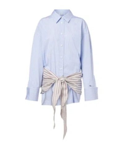 Attico Striped Cotton Shirt Dress In Blue
