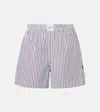 Attico Striped Cotton Shorts In White