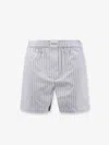 Attico Striped Cotton Shorts In Blue