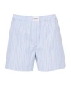 Attico Striped Cotton Poplin Lounging Shorts In Blue