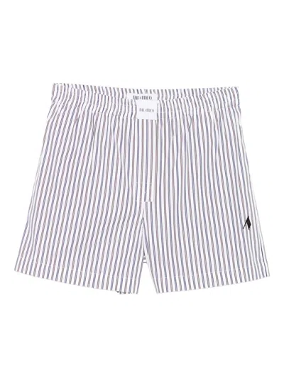 Attico Striped Cotton Shorts In White