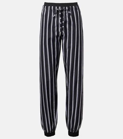 Attico Striped Cotton Sweatpants In Blue