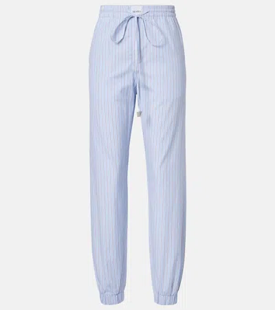 Attico Lounge Pants Striped Pattern Cuffed Ankles In Blue