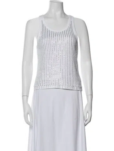 Pre-owned Attico Striped Crew Neck Top In White