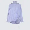Attico Striped Drawstring-hem Asymmetric Shirt In 600