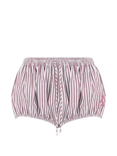 Attico Striped Drawstring Shorts In Purple