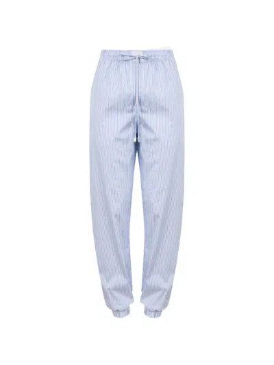 Attico Lounge Pants Striped Pattern Cuffed Ankles In Blue