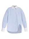 Attico Striped Embroidered Shirt In Blue