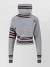 Attico Womens Asymmetric High-neck Knitted Cardigan Melange Grey In Multi