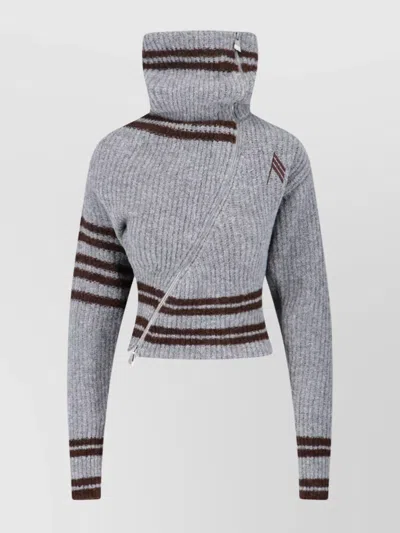 ATTICO STRIPED KNITWEAR WITH HIGH COLLAR AND LONG SLEEVES