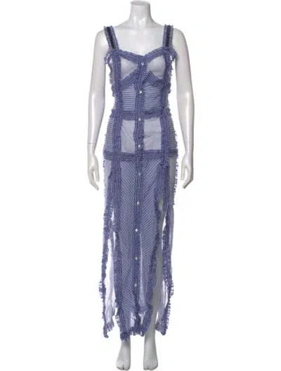 Pre-owned Attico Striped Long Dress W/ Tags In Blue/white