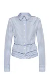 Attico Striped Long-sleeved Shirt In Blue/white