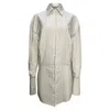 Attico Striped Mini Button-down Shirt Dress In Cream Cotton In White