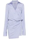 Attico Mini Dress With Stripes And Wrap Design In Blue