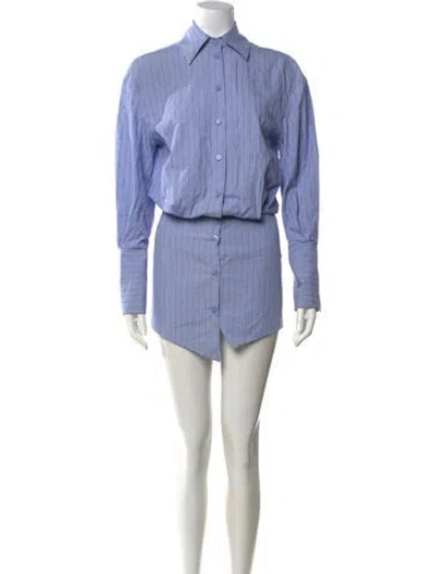 Pre-owned Attico Striped Mini Dress In Blue
