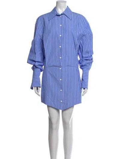 Pre-owned Attico Striped Mini Dress In Blue