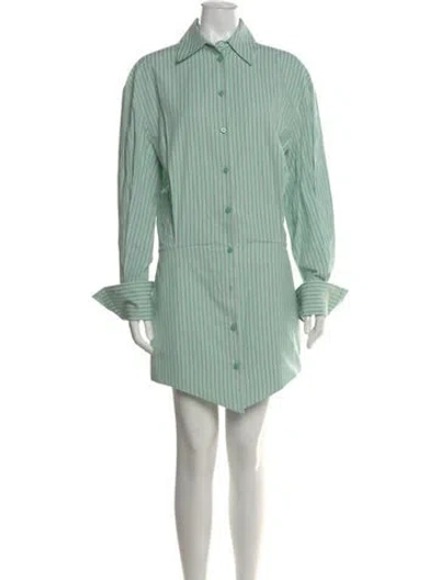 Pre-owned Attico Striped Mini Dress In Green