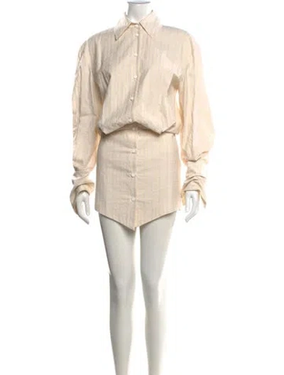 Pre-owned Attico Striped Mini Dress In Neutrals