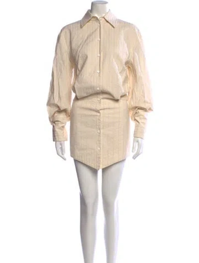 Pre-owned Attico Striped Mini Dress In Neutrals