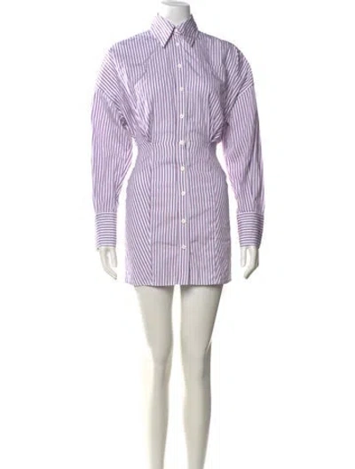 Pre-owned Attico Striped Mini Dress In Purple