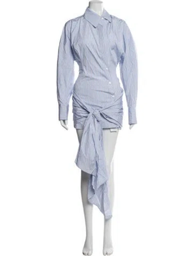 Pre-owned Attico Striped Mini Dress W/ Tags In Blue