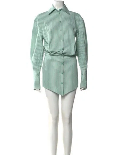 Pre-owned Attico Striped Mini Dress W/ Tags In Green