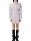 Attico White And Purple Striped Mini Shirt Dress In White Purple