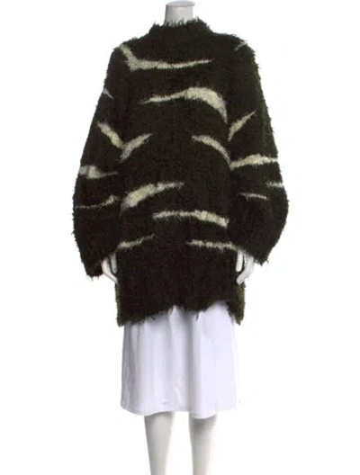 Pre-owned Attico Striped Mock Neck Sweater In Black