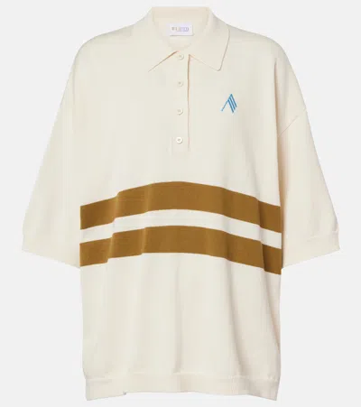 Attico Striped Oversized Cotton Polo Shirt In White