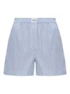 Attico Striped Poplin Shorts Elastic Waistband In Blue
