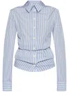 Attico Striped Long-sleeved Shirt In Blue