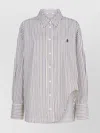Attico Striped Cotton Shirt With Long Sleeves In Gray