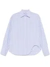 Attico Blue And White Striped Oversized Cotton Shirt In White