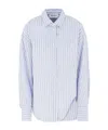 Attico Blue And White Striped Oversized Cotton Shirt In White